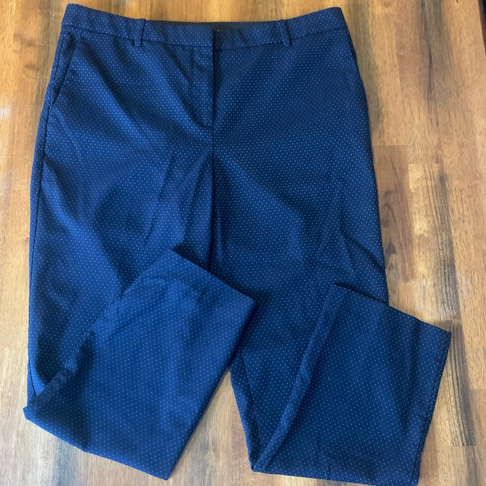 Ann Taylor Pants 12 Navy with white polka dots Slacks